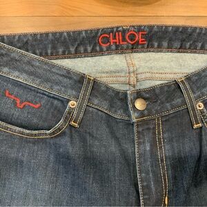 Kimes Ranch Dark Blue Slim Straight Jeans with Red Embroidery
